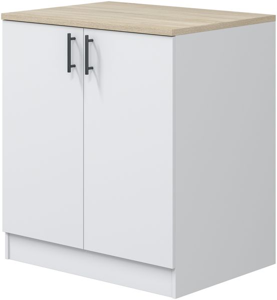 Spülenunterschrank >KIRA< in Weiß glänzend/Mattweiß - 80x90x60 (BxHxT)