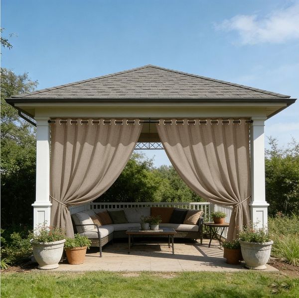 Lapalife Vorhang Vorhänge mit Ösen 100% Verdunkelnd, Wasserdicht Winddicht Gardinen, 254cm Extra Breit, Leinenoptik, Metallösen Oben & Unten, für Terrasse
