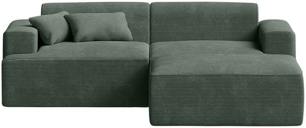 skølm 'Freki' Cloud Sofa 2 Sitzer mit Hocker, Vollschaumcouch mit Federkern und Vakuum-Kompression, kein Aufbau erforderlich, mit 2 Kissen, Cord dunkelgrün Bild 2