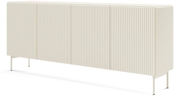 Compleo Kommode 4 Türen, Fronten mit Rillenstruktur, Elegant und Modern Sideboard