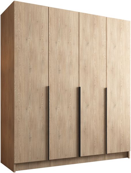 Drehtürenschrank Salkor I, Kleiderschrank mit 4 Türen (Farbe: Eiche Cremona / Eiche Cremona + Schwarz) Bild 3