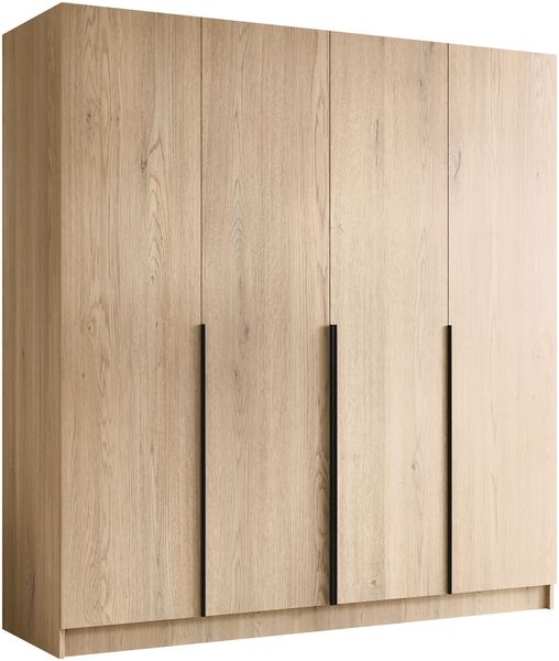 Drehtürenschrank Salkor I, Kleiderschrank mit 4 Türen (Farbe: Eiche Cremona / Eiche Cremona + Schwarz)