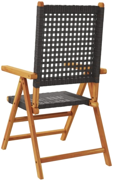 vidaXL Gartenstuhl Verstellbar 8 Stk. Schwarz Poly Rattan Massivholz 3214522 Bild 5