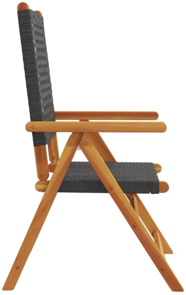 vidaXL Gartenstuhl Verstellbar 8 Stk. Schwarz Poly Rattan Massivholz 3214522 Bild 4