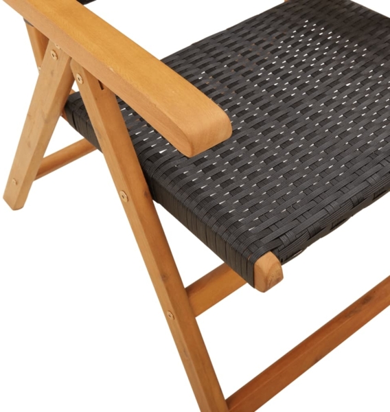 vidaXL Gartenstuhl Verstellbar 8 Stk. Schwarz Poly Rattan Massivholz 3214522 Bild 7