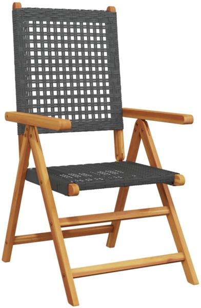 vidaXL Gartenstuhl Verstellbar 8 Stk. Schwarz Poly Rattan Massivholz 3214522 Bild 2