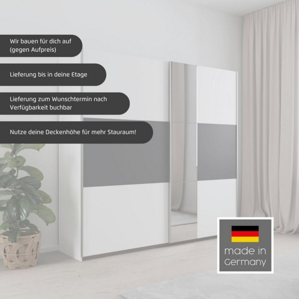 rauch Schwebetürenschrank Kleiderschrank Schrank Garderobe TOPSELLER ASTANA OTTO´s CHOICE (3 Ausstattungen BASIC/CLASSIC/PREMIUM, Breiten 175/218/261 cm) mit 3 Spiegelelementen, Metallgriffleisten alufarbig MADE IN GERMANY Bild 2