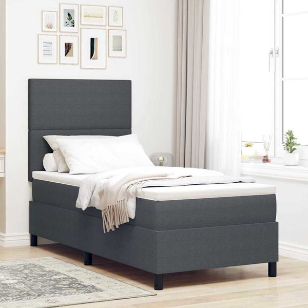 vidaXL Boxspringbett Dunkelgrau und Weiß 80 x 200 cm Cordstoff 3337532