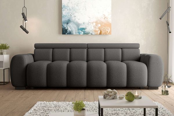 99rooms Alessio Bigsofa Boucle-Stoff ABRIAMO Graphit mit Sitztiefenverstellung Lieferung Wohnung