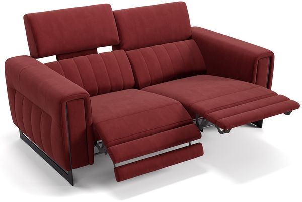 Sofanella Lesina 2-Sitzer Stoffcouch elektrisch ausfahrbar in Rot