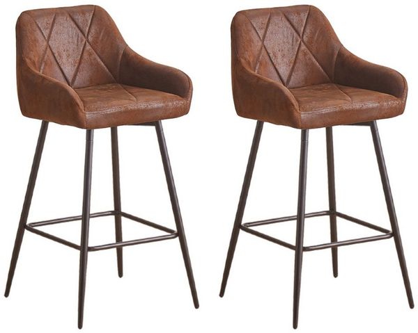 JYMTOM Barhocker Barstuhl mit Armlehne Gepolsterter Tresenhocker Bistrohocker (2 St), Outdoor Diamant Design Hocker, Braun