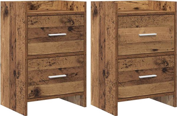 vidaXL Nachttische 2 pcs Altholz 40 x 30 x 60 cm Holzwerkstoff 8010976