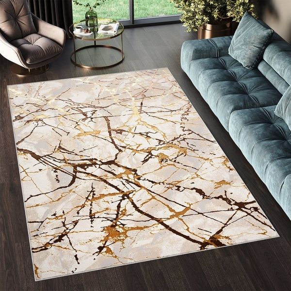 Tapiso Designteppich GOLDEN, rechteckig, Höhe: 16 mm, Wohnzimmer, Schlafzimmer, modern Design