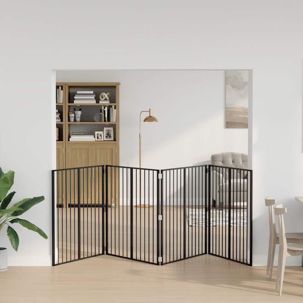 vidaXL Hundetor 4 pcs Schwarz 100 x 100 cm Verzinkter Stahl 891990
