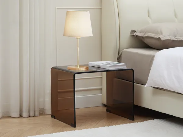 Vente-unique - SUZANA Bedside table Glas TransparentBraun - B 40 cm x H 40 cm x L 50 cm