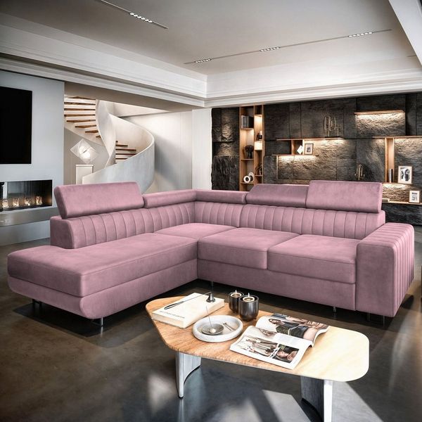 Masseno Ecksofa NOLA mit Schlaffunktion L-Form, Sofa mit Bettkasten