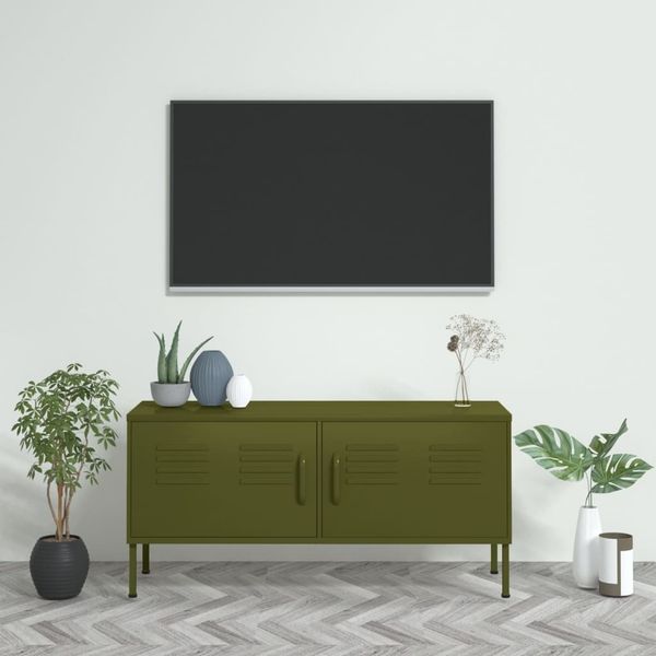 vidaXL TV-Schrank Olivgrün 105x35x50 cm Stahl 336225