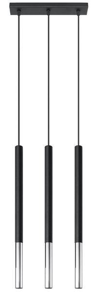 Pendelleuchte, Stahl, schwarz-chrom, H 110 cm