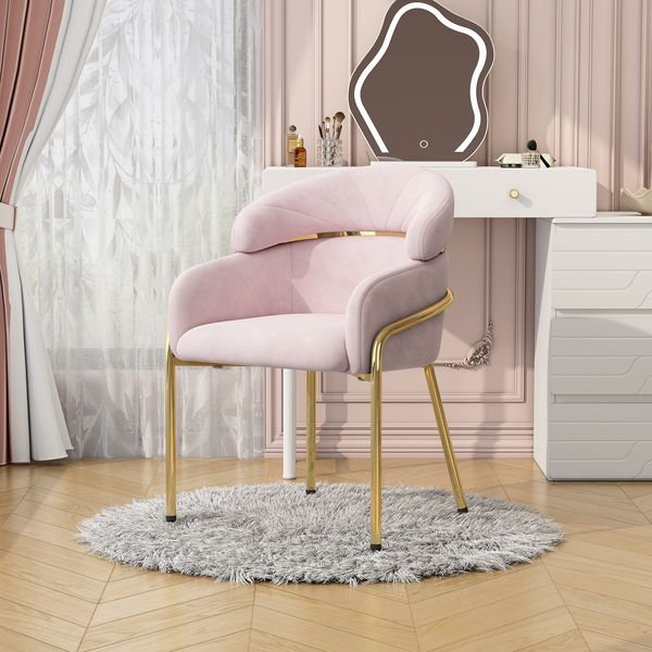 Esszimmerstuhl Samt Metallbeine Komfort Loungesessel Esszimmer & Wohnzimmer modernes Design,Rosa