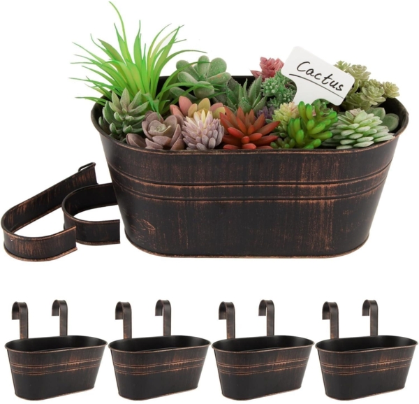 Vintage Metall Hängetöpfe Set für Balkon Dekoration 27,5×14×22cm Beige