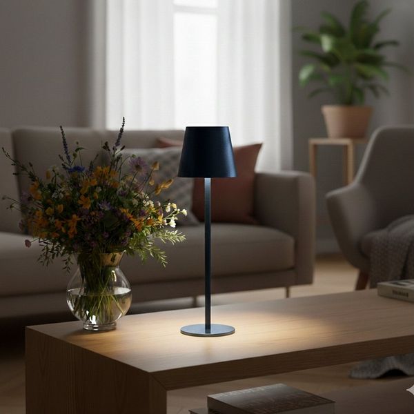 Coen Bakker Deco BV LED Außen-Tischleuchte Touch Tischlampe Dimmbar Akku IP44 Glatt Groß, Touch-Funktion, LED fest verbaut, Kaltweiß, Warmweiß, Tageslichtweiß, für drinnen und draußen geeignet, stufenlos dimmbar, 3 Lichtfarben