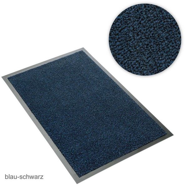 Metzker® Fußmatte Schmutzfangmatten - Sauberlaufmatten, rechteckig, Höhe: 7 mm, 60x90cm - blau-schwarz meliert