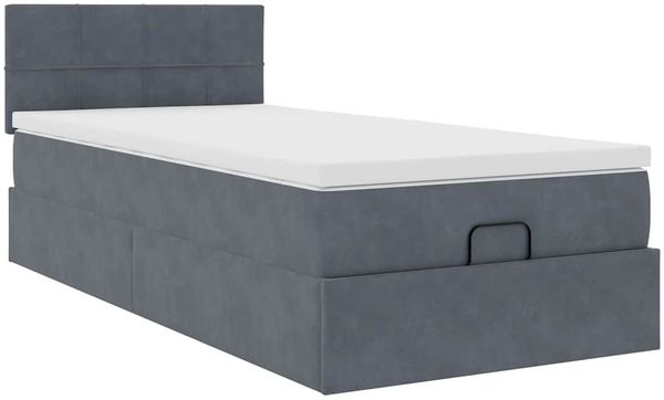 vidaXL Ottoman-Bett mit Matratze & LEDs Dunkelgrau 100x200 cm Samt 3312603 Bild 6