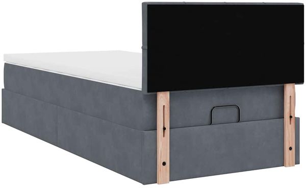 vidaXL Ottoman-Bett mit Matratze & LEDs Dunkelgrau 100x200 cm Samt 3312603 Bild 11