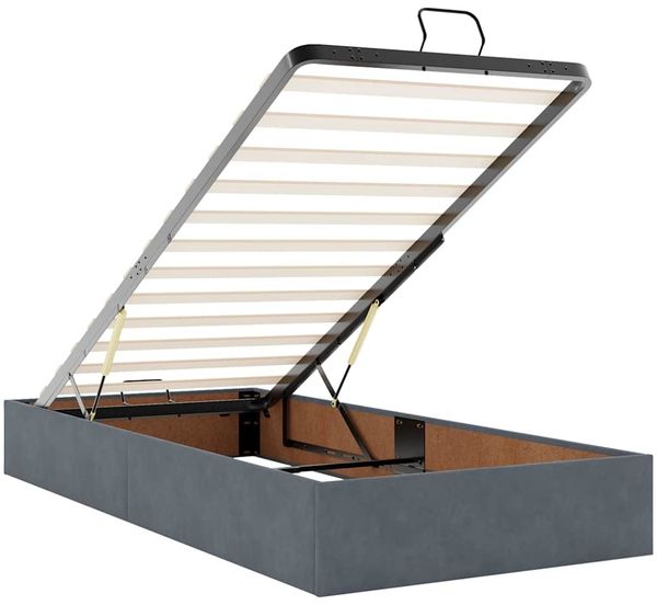 vidaXL Ottoman-Bett mit Matratze & LEDs Dunkelgrau 100x200 cm Samt 3312603 Bild 12