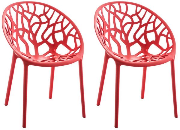 CLP 2er-Set Gartenstuhl Hope Aus Kunststoff I 2 x Wetterbeständiger Stapelstuhl Mit max. 150 KG Belastbarkeit, Farbe:rot