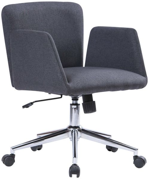 Dmora Stuhl mit Rädern Assoro, Sessel mit Armlehnen, Ergonomischer Bürositz, 54x55h65/84 cm, Grau