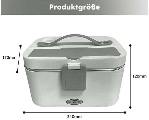 MOPUEA Elektrische Lunchbox 3 in 1 Elektrische Lunchbox, Lunchbox Brotdose aus Edelstahl, (1,8 L Großes,Auskleidung aus Edelstahl 304, isolierte Lunchbox für Zuhause und Auto), schnelles Erhitzen von Speisen, Design mit zwei Fächern