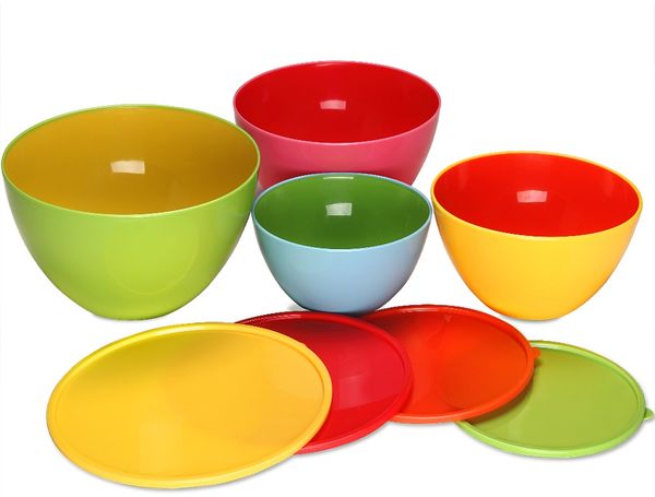 Monzana Salatschüsseln 4-teilig Aroma-Schutzdeckel Stapelbar