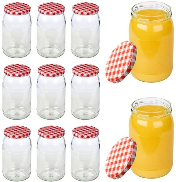 mikken Einmachglas 900 ml große Einmachgläser Einkochgläser Schraubgläser Vorratsgläser, (Set, 12-tlg, Spar-Set), luftdicht schließend, zum pasteurisieren geeignet