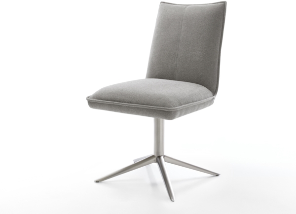 Drehstuhl Lelio-Flex Strukturstoff Soft Grau Fußkreuz Edelstahl 360° drehbar Wippfunktion Taschenfederkern