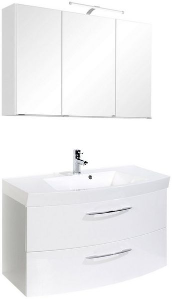 welltime Badmöbel-Set Florida, (2-St), Breite 100 cm, Waschtisch mit gewölbter Form
