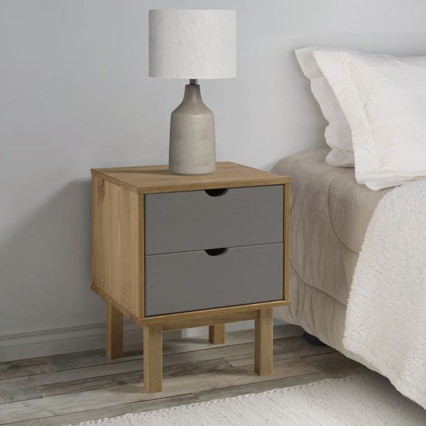 vidaXL Nachttisch OTTA Braun & Grau 45x39x57 cm Massivholz Kiefer 348577