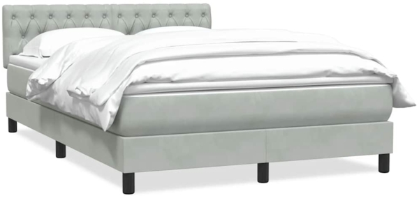 vidaXL Boxspringbett mit Matratze Hellgrau 160x210 cm Samt 3316503