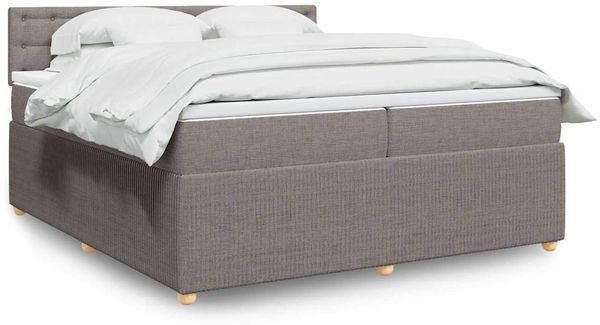 vidaXL Boxspringbett mit Matratze Taupe 200x200 cm Stoff 3287581