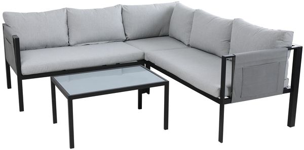 Sitzgruppe Eckbank mit Couchtisch inklusive Polster mit Metallgestell 2-teilig