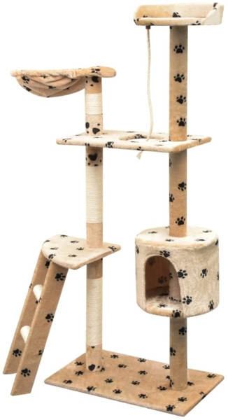 vidaXL Katzen-Kratzbaum Sisal 150 cm Beige mit Pfoten-Aufdruck 170488