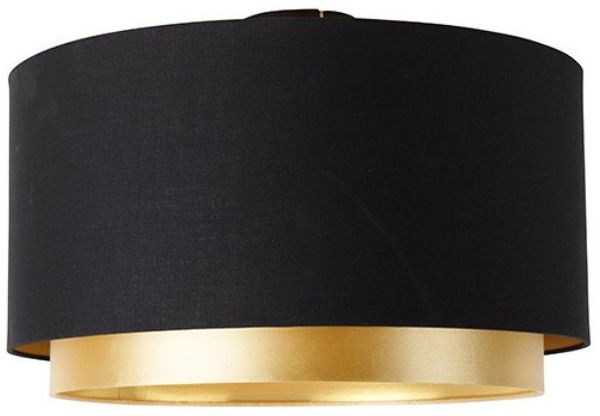 Qazqa Deckenleuchte Shade-duo, ohne Leuchtmittel, E27, Schwarz, Modern, Textil, 1-flammig