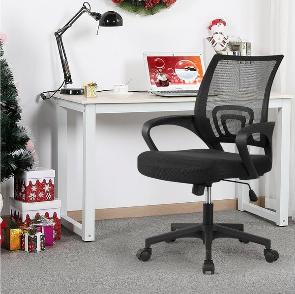 Yaheetech Bürostuhl Höhenverstellbarer Drehstuhl mit Schaukelfunktion, ergonomischer Schreibtischstuhl Arbeitsstuhl mit Netzrückenlehne