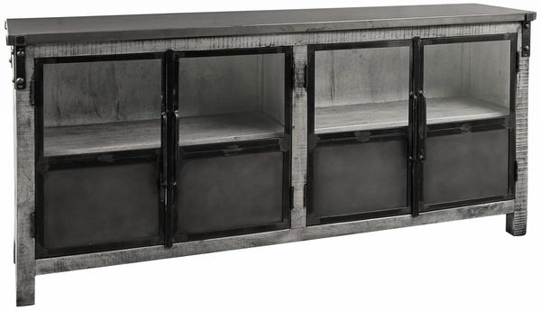 Sideboard Mango 180x40x90 grau lackiert HEAVY INDUSTRY #150