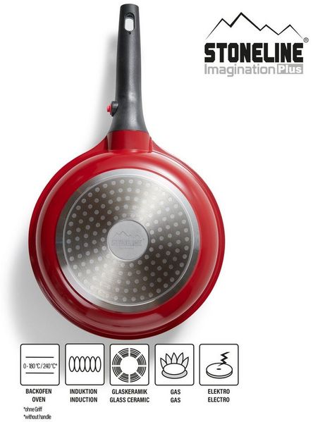 STONELINE Bratpfanne SMART 24 cm, rot, abnehmbarer Griff, Induktion, Aluminiumguss (1-tlg)