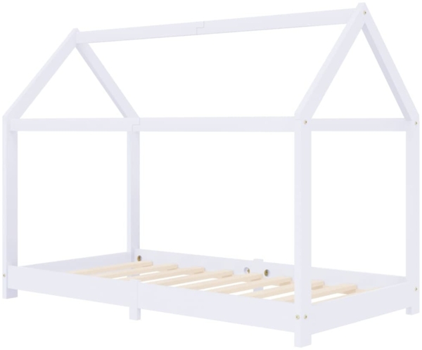vidaXL Hausbett 70x140 cm, Weiß, Kiefer massiv
