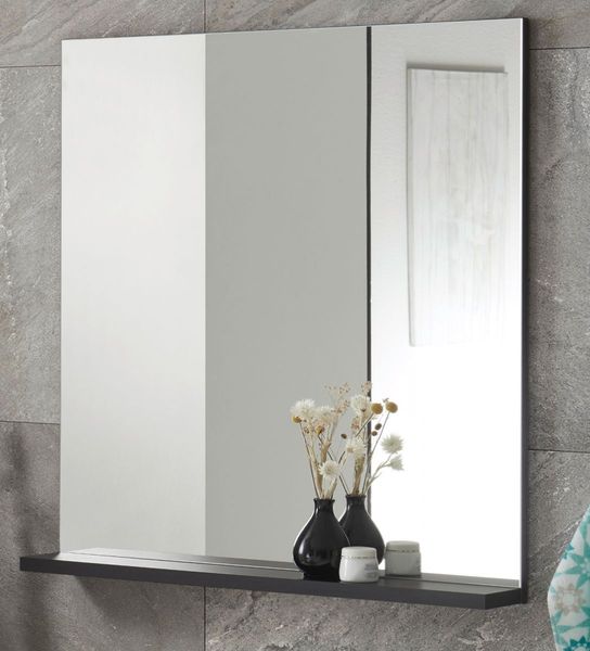 Badezimmer Spiegel Design-D in schwarz 80 x 85 cm
