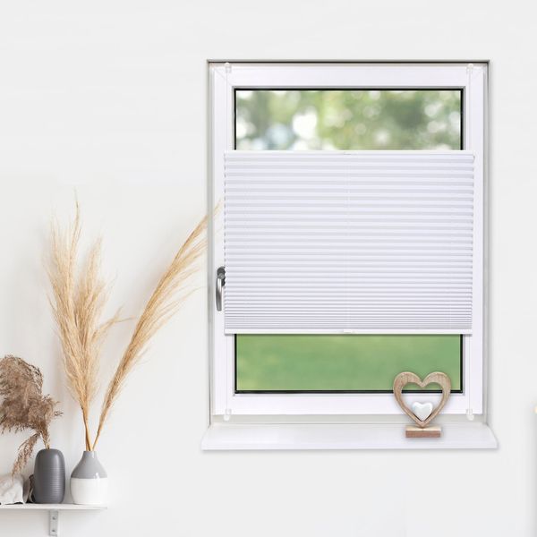 Deco-Raum® Plissee Basic ohne Bohren | Farbe: Weiß | Größe: B120 x H150 cm | Material: 100% Polyester | Farbe: Weiß
