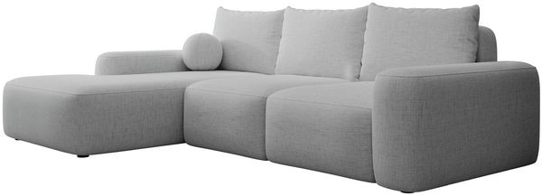 Selsey 'Carnos' Ecksofa mit Schlaffunktion, Ballkissen, Chenillebezug, Grau, linksseitig