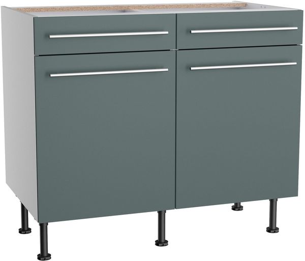 KOCHSTATION Unterschrank KS-Bern2 Breite 100 cm, 2 Türen, 2 Schubkästen, 1 Einlegeboden